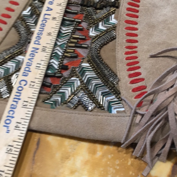 IbBan leather boho beaded shoulder tote. - Picture 4 of 9